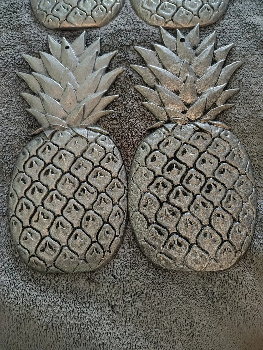 Pineapple Wall Plaque In Pewter Waccomow Potty 1988 Set Of Four